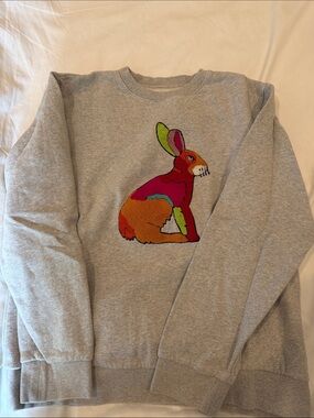 Bonobos Gray Sweatshirt with Multicolor Rabbit Patch
